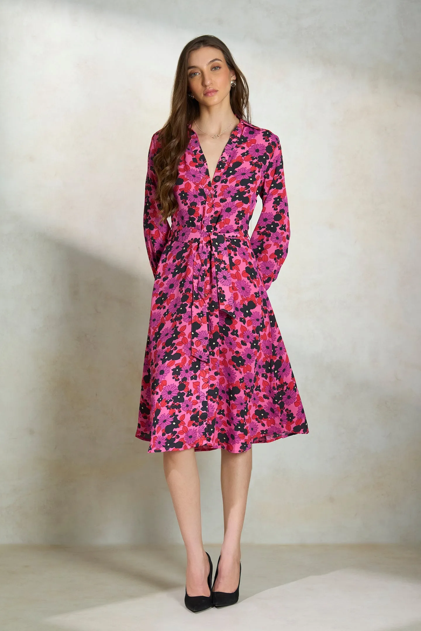 Zahra|Floral Button-Down Dress