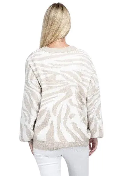 Zebra pattern button-down cardigan